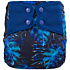 Elf Diaper Dark Blue Monstera Print Large Capacity Snap Cloth Diaper with Bamboo Cotton Sewn-In Inserts - A01H59