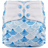Elf Diaper Blue Waves Print Snap Style Baby Diaper with Large Capacity and Stay-Dry Bamboo Cotton Inserts - A01H82