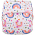 Elf Diaper Hand-Drawn Rainbow Print Sustainable Diaper Cover with Hook and Loop Closure and Waterproof Outer Layer - C02E29