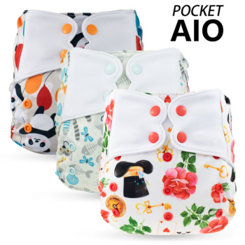 New AIO Pocket Diaper With 1 Bamboo & 1 Microfiber sewed in insert