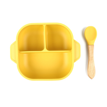 Wholesale Square 3 Divisions Children's Silicone Suction Cup Bowl Plate